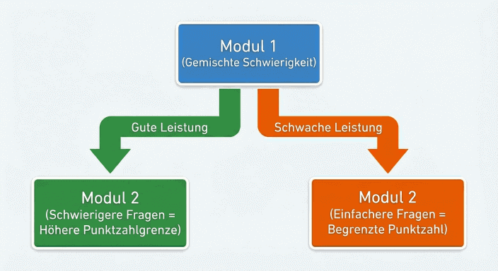Digital SAT Adaptives Bewertungs-Flussdiagramm